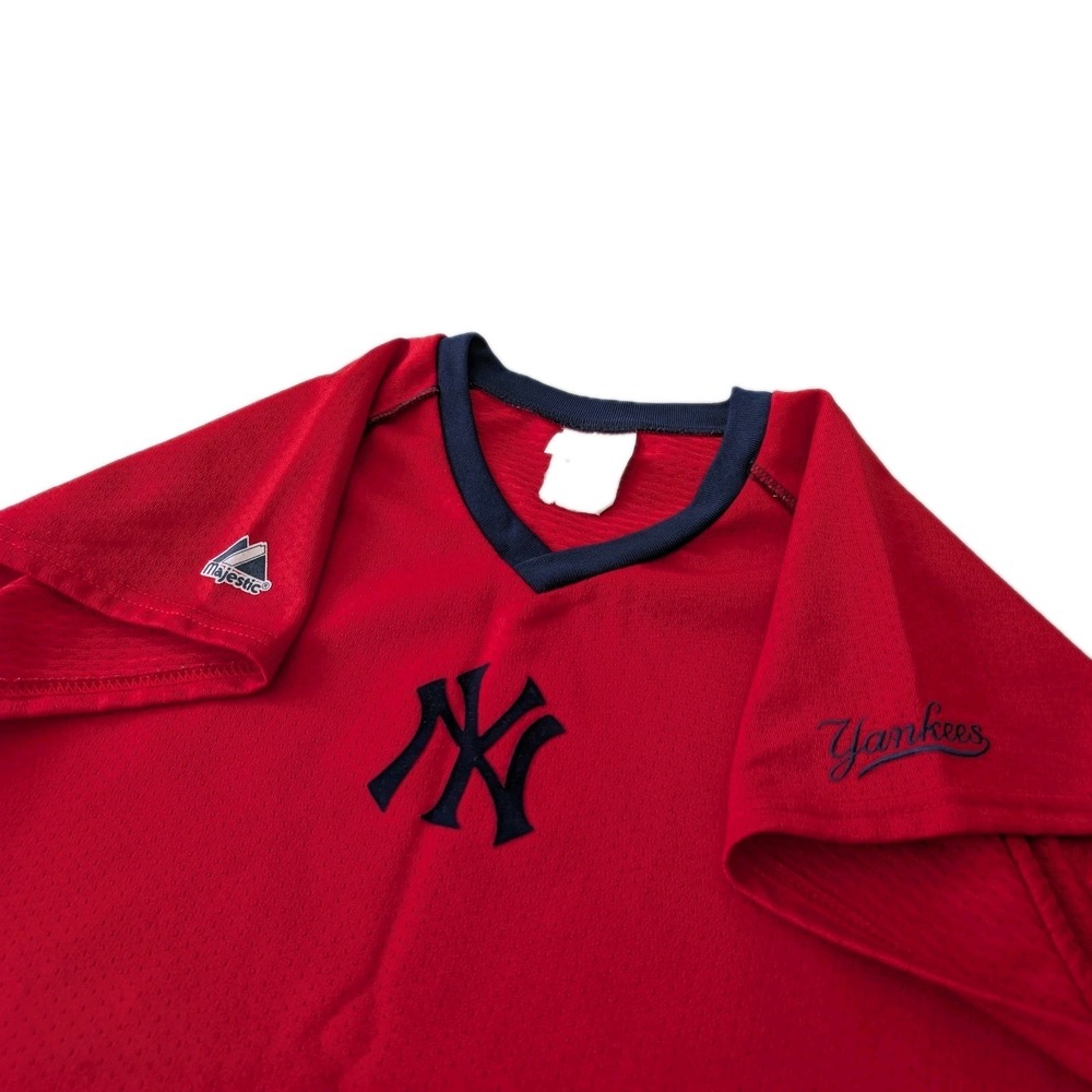 New York Yankees Jersey Adult Large Red Sleeveless Batting Practice Logo Mens L